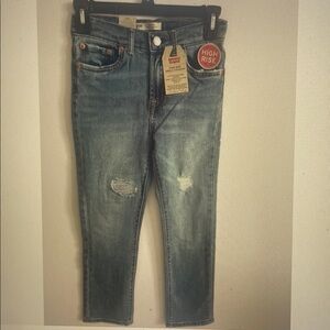 Levi's Girls high rise, ankle, straight, distressed denim jeans NWT